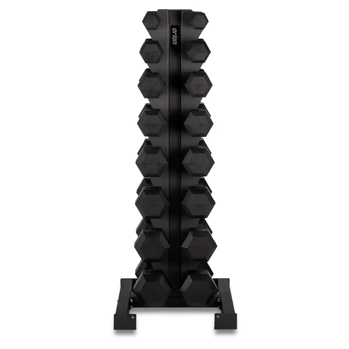 Orion Dumbbell Sets 5-40lb Rubber Hex Dumbbell Set + 8 Pair Rack