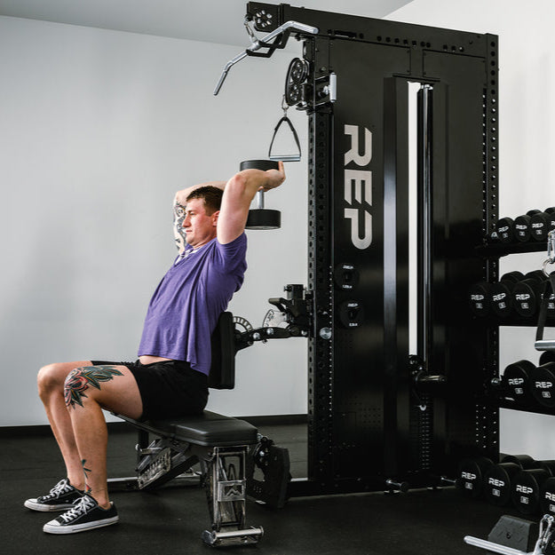 REP Home Gyms Plate Loaded + Selectorized Adonis Dual Cable Tower with Storage