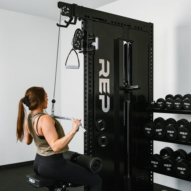 REP Home Gyms Plate Loaded + Selectorized Adonis Dual Cable Tower with Storage