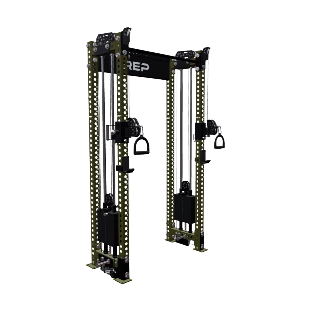 REP Fitness All-In-Ones 4-Post / 80" + 16" / Army Green Athena Side-Mount Functional Trainer Builder