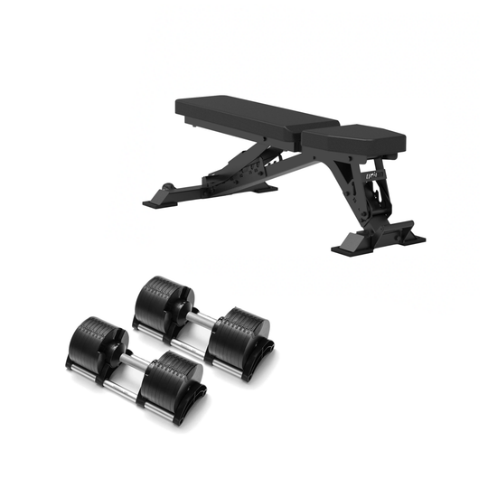 NÜOBELL Adjustable Dumbbells 550 + Bench / Classic Adjustable Dumbbell Set + Elite FID 2.0 Bench Bundle