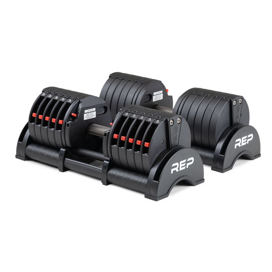 REP Fitness Adjustable Dumbbells Black / 60 LB Pair QuickDraw Adjustable Dumbbells (LB)