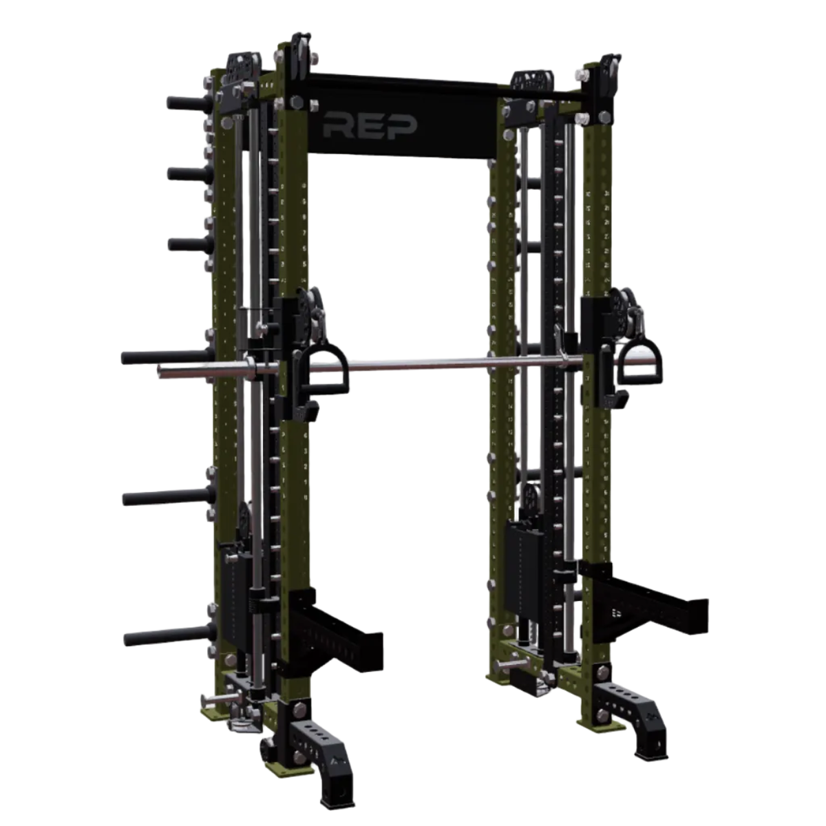 REP Fitness Functional Trainers 4-Post / 80" + 26" / Army Green Summit All-In-One Trainer with Athena