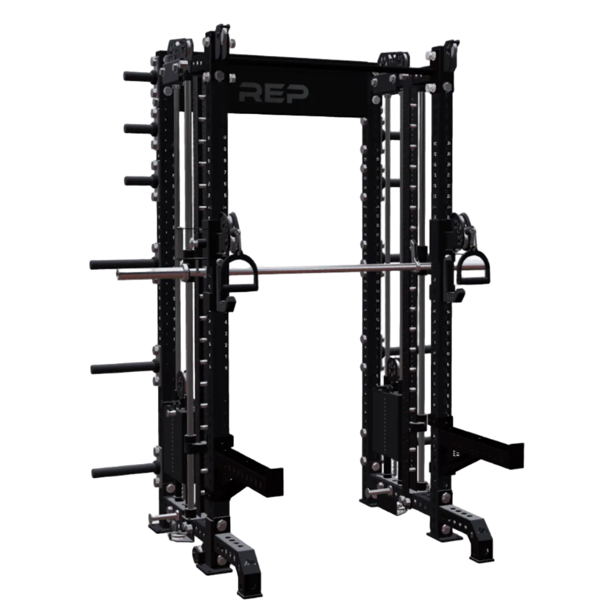 REP Fitness Functional Trainers 4-Post / 80" + 26" / Metallic Black Summit All-In-One Trainer with Athena