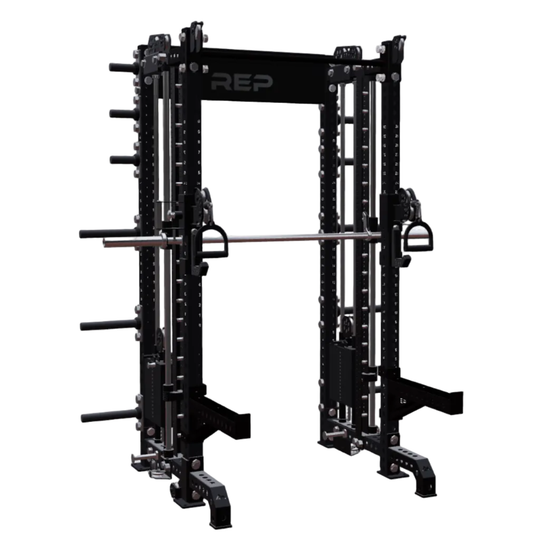 REP Fitness Functional Trainers 4-Post / 80" + 26" / Metallic Black Summit All-In-One Trainer with Athena