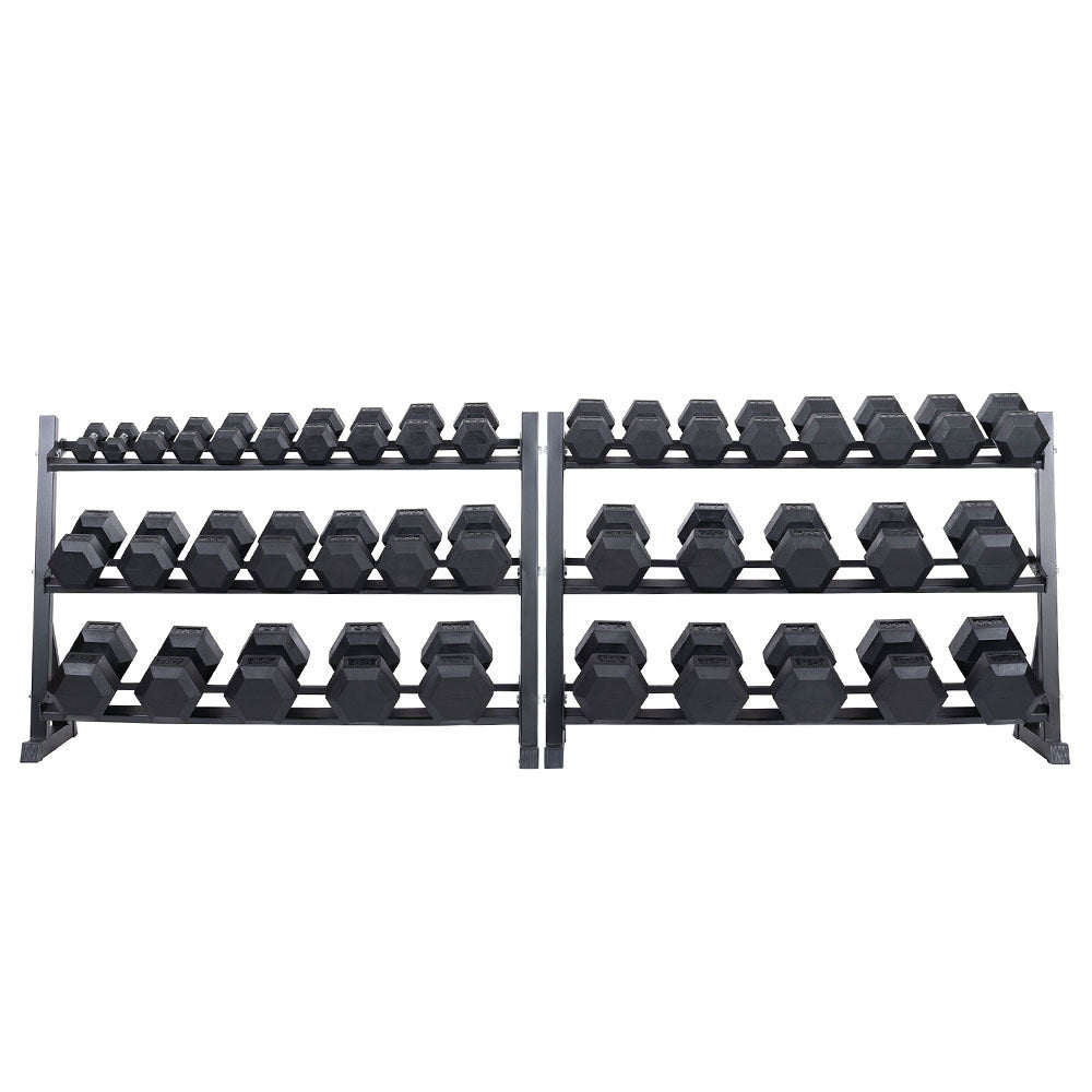 Northern Fitness Supply Dumbbell Rubber Hex Dumbbell Set + 60" Racks | 5-100lb